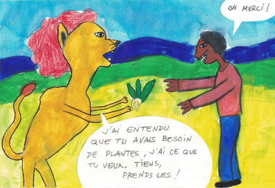 enfant et lion